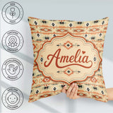Custom Name Southwestern Tribal Stripe Pattern in Black and Sand Square Filled Cushion Throw Pillow Sofa Bed Home Decor Zip Washable UK Made
