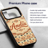 Southwestern Tribal Stripe Pattern in Terracotta Custom Name Protective Phone Case Mobile Cover Durable Everyday Smartphone Shock Resistant