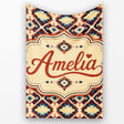 Bold Geometric Navajo Diamond Pattern in Red Navy and Cream Lovely  Personalised Custom Name Super Soft Fleece Blanket Bed Sofa Throw
