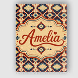 Personalised Name Bold Geometric Navajo Custom  Modern Room Accent Elegant Feature Canvas Wall Art Print Decor Picture Ready to Hang