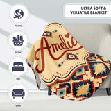 Bold Geometric Navajo Diamond Pattern in Red Navy and Cream Lovely  Personalised Custom Name Super Soft Fleece Blanket Bed Sofa Throw