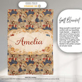 Vintage Girl with Gun Artistic Illustration Pattern Cute Unique Gift  Personalised Custom Name Super Soft Fleece Blanket Bed Sofa Throw