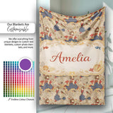 Vintage Girl with Gun Artistic Illustration Pattern Cute Unique Gift  Personalised Custom Name Super Soft Fleece Blanket Bed Sofa Throw