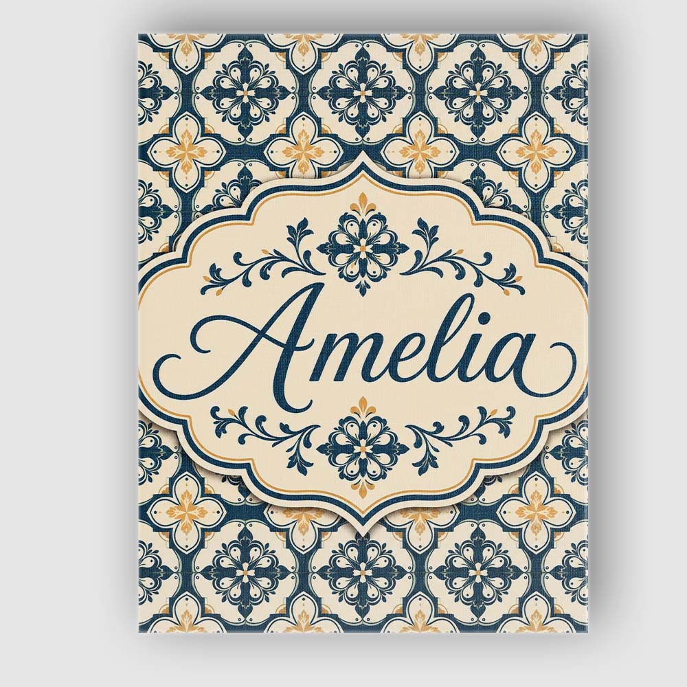 Personalised Name Classic Navy and Beige Custom  Unique Gift Idea Elegant Feature Canvas Wall Art Print Decor Picture Ready to Hang
