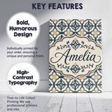 Personalised Name Classic Navy and Beige Custom  Unique Gift Idea Elegant Feature Canvas Wall Art Print Decor Picture Ready to Hang