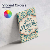 Personalised Name Teal and Coral Geometric Custom  Unique Gift Idea Elegant Feature Canvas Wall Art Print Decor Picture Ready to Hang