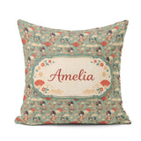 Custom Name Japanese Doll Umbrella Floral Pattern Style Design Square Filled Cushion Throw Pillow Sofa Bed Home Decor Zip Washable UK Made