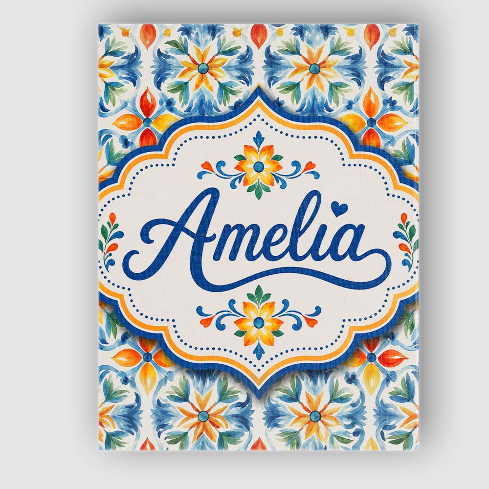 Personalised Name Vibrant Watercolour Custom Modern Room Accent Creative Decorator Style Canvas Wall Art Print Decor Picture Ready to Hang