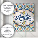 Personalised Name Vibrant Watercolour Custom Modern Room Accent Creative Decorator Style Canvas Wall Art Print Decor Picture Ready to Hang