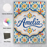 Personalised Name Vibrant Watercolour Custom Modern Room Accent Creative Decorator Style Canvas Wall Art Print Decor Picture Ready to Hang