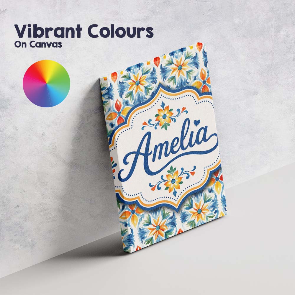 Personalised Name Vibrant Watercolour Custom Modern Room Accent Creative Decorator Style Canvas Wall Art Print Decor Picture Ready to Hang