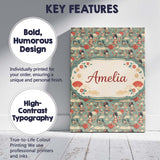 Personalised Name Japanese Doll Umbrella Floral Pattern Traditional Custom Canvas Wall Art Print Decor Picture Ready to Hang