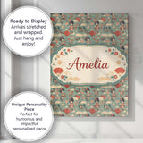 Personalised Name Japanese Doll Umbrella Floral Pattern Traditional Custom Canvas Wall Art Print Decor Picture Ready to Hang