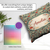 Custom Name Japanese Doll Umbrella Floral Pattern Style Design Square Filled Cushion Throw Pillow Sofa Bed Home Decor Zip Washable UK Made