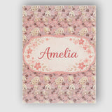 Personalised Name Blonde Chibi Girl Floral Pink Pattern Cute Character Custom Decorative Canvas Wall Art Print Decor Picture Ready to Hang