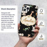 Safari Animals with Elephant Lion and Crocodile Custom Name Protective Phone Case Mobile Cover Durable Everyday Smartphone Shock Resistant