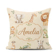 Custom Name Safari Animals with Elephant Lion and Crocodile Soft Square Filled Cushion Throw Pillow Sofa Bed Home Decor Zip Washable UK Made