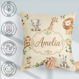 Custom Name Safari Animals with Elephant Lion and Crocodile Soft Square Filled Cushion Throw Pillow Sofa Bed Home Decor Zip Washable UK Made