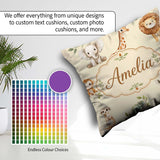 Custom Name Safari Animals with Elephant Lion and Crocodile Soft Square Filled Cushion Throw Pillow Sofa Bed Home Decor Zip Washable UK Made