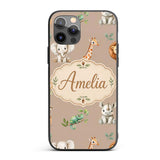 Safari Animals with Elephant Lion and Crocodile Custom Name Protective Phone Case Mobile Cover Durable Everyday Smartphone Shock Resistant