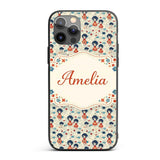 Japanese Doll Red Kimono Floral Printed Design Custom Name Protective Phone Case Mobile Cover Durable Everyday Smartphone Shock Resistant