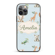 Safari Animals with Elephant Lion and Crocodile Custom Name Protective Phone Case Mobile Cover Durable Everyday Smartphone Shock Resistant