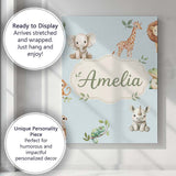 Personalised Name Safari Animals with Custom Modern Room Accent Creative Decorator Style Canvas Wall Art Print Decor Picture Ready to Hang