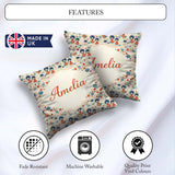 Custom Name Japanese Doll Red Kimono Floral Pattern Style Design Square Filled Cushion Throw Pillow Sofa Bed Home Decor Zip Washable UK Made
