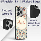 Japanese Doll Red Kimono Floral Printed Design Custom Name Protective Phone Case Mobile Cover Durable Everyday Smartphone Shock Resistant