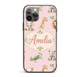 Safari Animals with Elephant Lion and Crocodile Custom Name Protective Phone Case Mobile Cover Durable Everyday Smartphone Shock Resistant