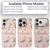 Safari Animals with Elephant Lion and Crocodile Custom Name Protective Phone Case Mobile Cover Durable Everyday Smartphone Shock Resistant