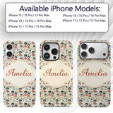 Japanese Doll Red Kimono Floral Printed Design Custom Name Protective Phone Case Mobile Cover Durable Everyday Smartphone Shock Resistant