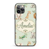 Safari Animals with Elephant Lion and Crocodile Custom Name Protective Phone Case Mobile Cover Durable Everyday Smartphone Shock Resistant