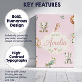 Personalised Name Safari Animals with Custom Modern Room Accent Creative Decorator Style Canvas Wall Art Print Decor Picture Ready to Hang