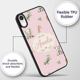 Safari Animals with Elephant Lion and Crocodile Custom Name Protective Phone Case Mobile Cover Durable Everyday Smartphone Shock Resistant