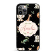 Safari Animals with Elephant Lion and Crocodile Custom Name Protective Phone Case Mobile Cover Durable Everyday Smartphone Shock Resistant