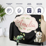 Safari Animals with Elephant Lion and Crocodile on Light Grey Lovely  Personalised Custom Name Super Soft Fleece Blanket Bed Sofa Throw