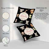 Custom Name Safari Animals with Lion and Crocodile on Light Grey Square Filled Cushion Throw Pillow Sofa Bed Home Decor Zip Washable UK Made