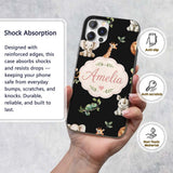 Safari Animals with Elephant Lion and Crocodile Custom Name Protective Phone Case Mobile Cover Durable Everyday Smartphone Shock Resistant