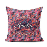 Custom Name Vibrant Fluid Marble Swirl Abstract Pink Blue Orange Square Filled Cushion Throw Pillow Sofa Bed Home Decor Zip Washable UK Made