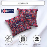 Custom Name Vibrant Fluid Marble Swirl Abstract Pink Blue Orange Square Filled Cushion Throw Pillow Sofa Bed Home Decor Zip Washable UK Made