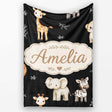 Safari Animals with Elephant Lion Cub and Elephant on Black Lovely  Personalised Custom Name Super Soft Fleece Blanket Bed Sofa Throw