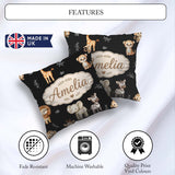 Custom Name Animals with Elephant Lion Cub and Elephant on Black Square Filled Cushion Throw Pillow Sofa Bed Home Decor Zip Washable UK Made