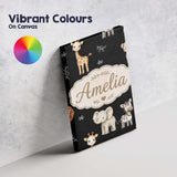 Personalised Name Safari Animals with Custom Modern Room Accent Creative Decorator Style Canvas Wall Art Print Decor Picture Ready to Hang