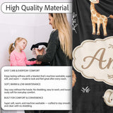 Safari Animals with Elephant Lion Cub and Elephant on Black Lovely  Personalised Custom Name Super Soft Fleece Blanket Bed Sofa Throw