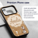 Safari Animals with Elephant Lion Printed Design Custom Name Protective Phone Case Mobile Cover Durable Everyday Smartphone Shock Resistant