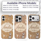 Safari Animals with Elephant Lion Printed Design Custom Name Protective Phone Case Mobile Cover Durable Everyday Smartphone Shock Resistant