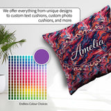 Custom Name Vibrant Fluid Marble Swirl Abstract Pink Blue Orange Square Filled Cushion Throw Pillow Sofa Bed Home Decor Zip Washable UK Made