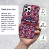 Vibrant Fluid Marble Swirl Abstract Pattern Pink Custom Name Protective Phone Case Mobile Cover Durable Everyday Smartphone Shock Resistant