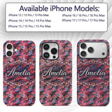 Vibrant Fluid Marble Swirl Abstract Pattern Pink Custom Name Protective Phone Case Mobile Cover Durable Everyday Smartphone Shock Resistant